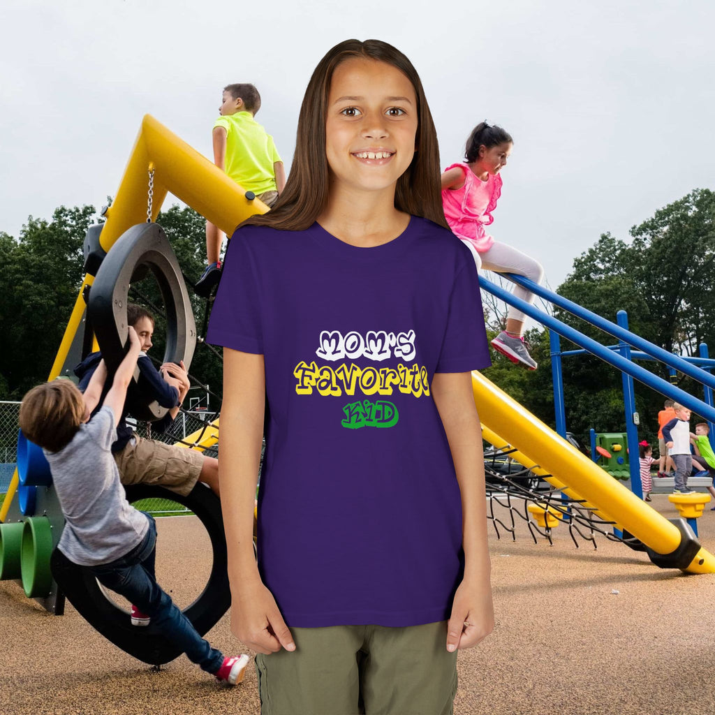 Girl's "Favorite Kid" Retro Yellow & Green Graphic T-Shirt