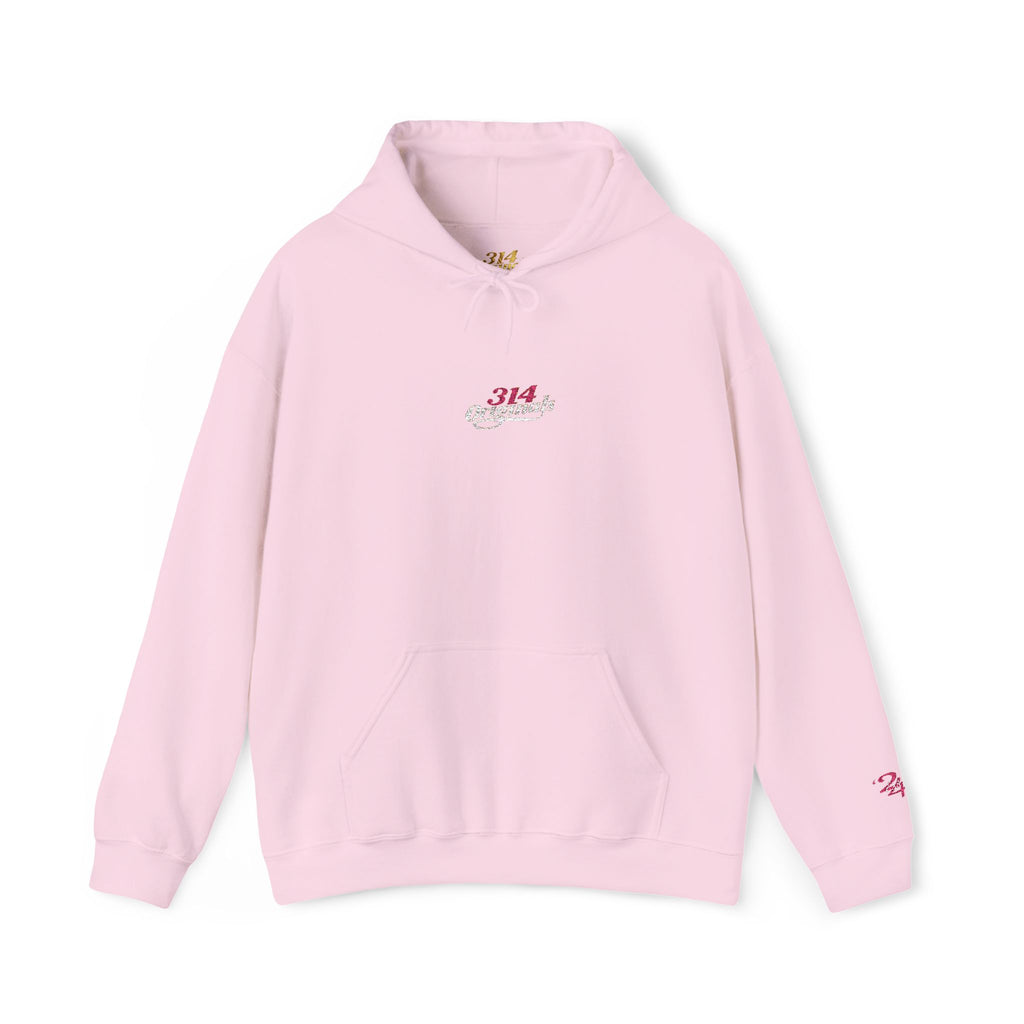 314 Ladies Hoodie — Pink Floral Chest Logo - 314 Originals