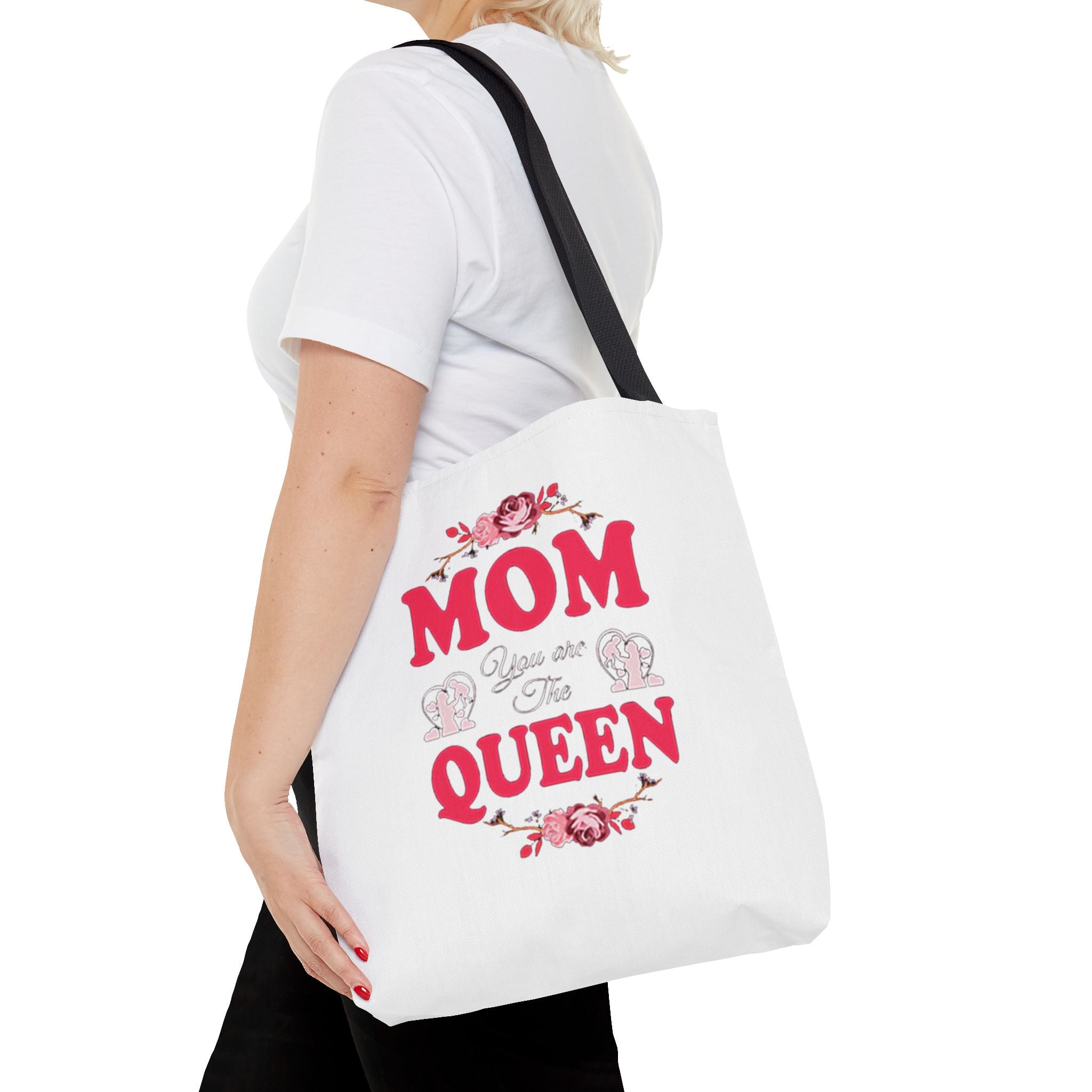 "Mom You're the Queen" Floral Mother's Day Tote Bag Printify Bags  314 Originals