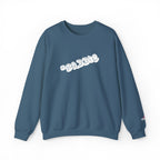 Cloud Script Crewneck Sweatshirt — White Script Logo Cozy Pullover Printify Sweatshirt  314 Originals