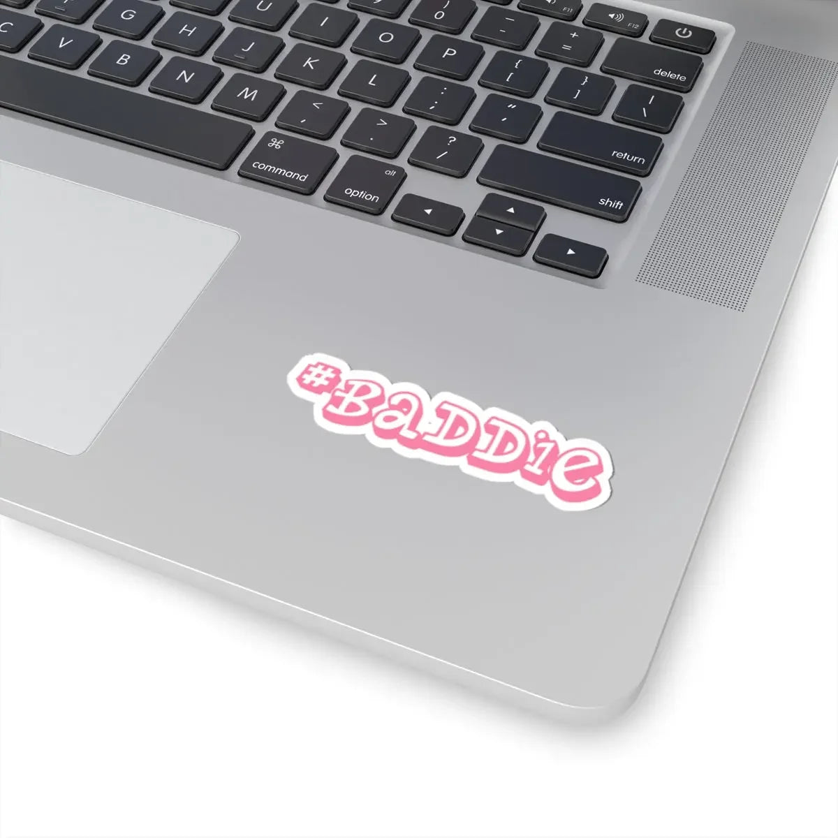 #BADDIE Pink Script Kiss-Cut Sticker — Trendy Laptop & Water Bottle Decal Printify