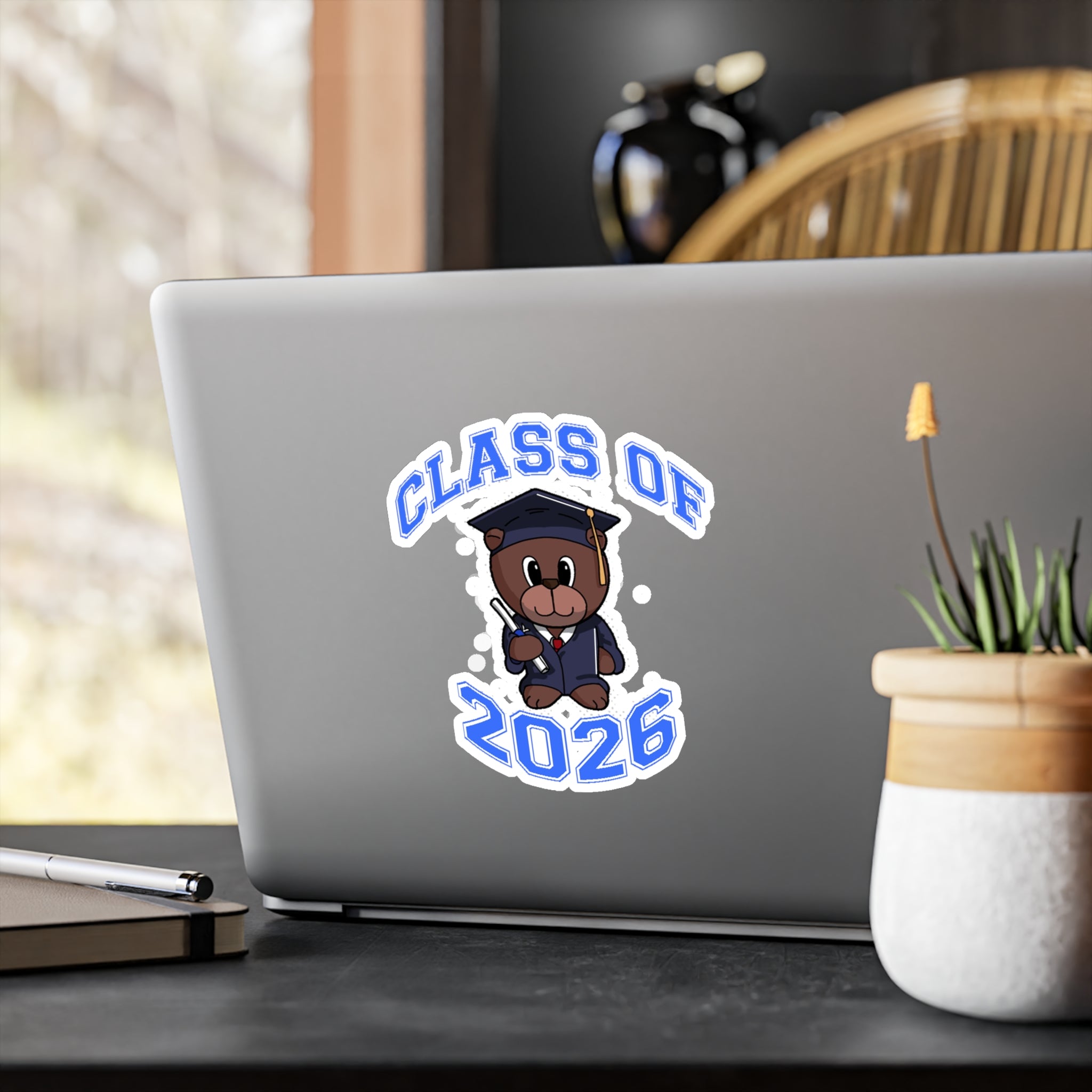 Class of 2026 Graduation Bear Sticker — Kiss-Cut Vinyl Decal for Cars, Laptops & Gifts