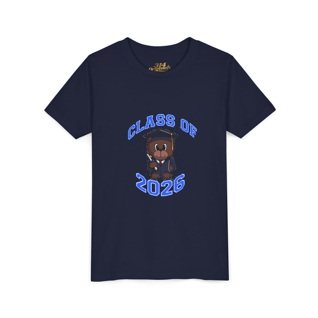 Class of 2026 Kids Graduation T‑Shirt — Cute Graduate Bear Youth Tee
