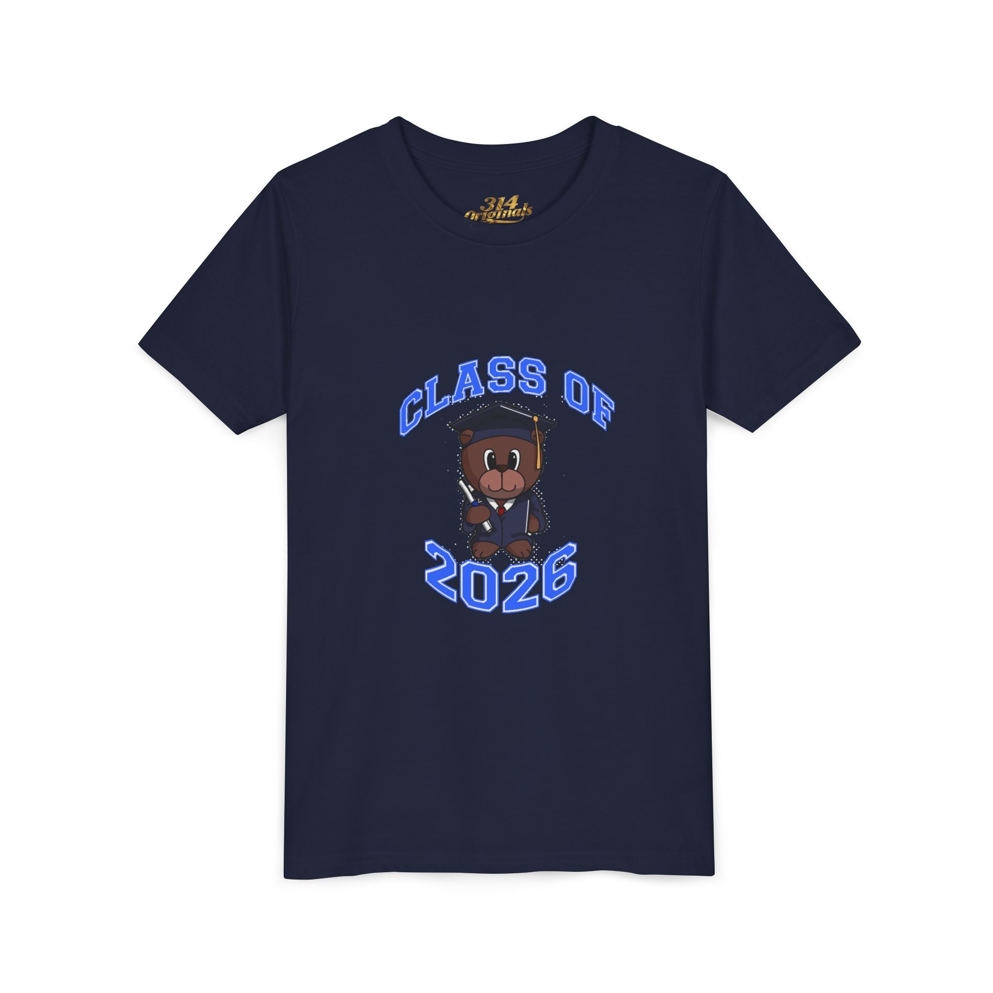 Class of 2026 Kids Graduation T‑Shirt — Cute Graduate Bear Youth Tee