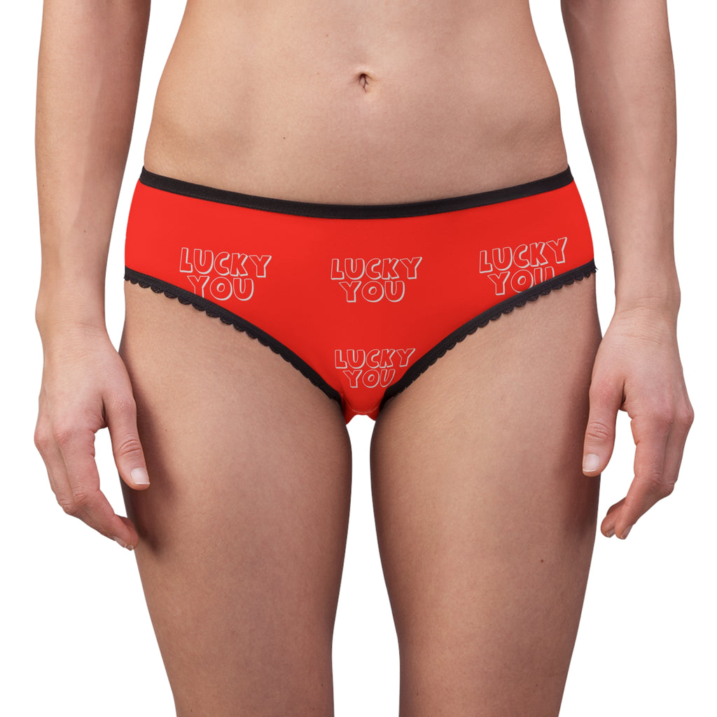 Lucky You Red Briefs — Women's Lace-Trim Underwear