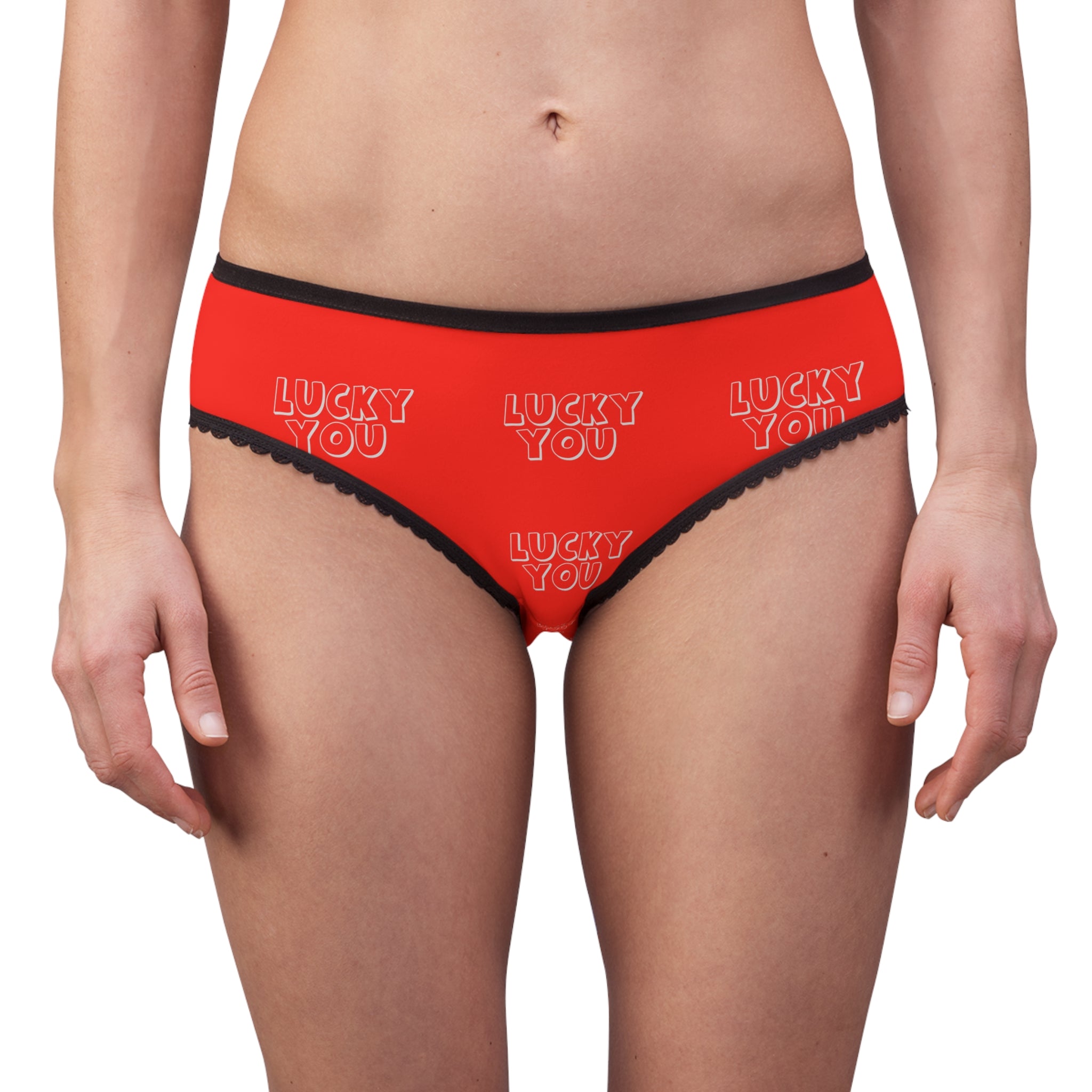 Lucky You Red Briefs — Women's Lace-Trim Underwear