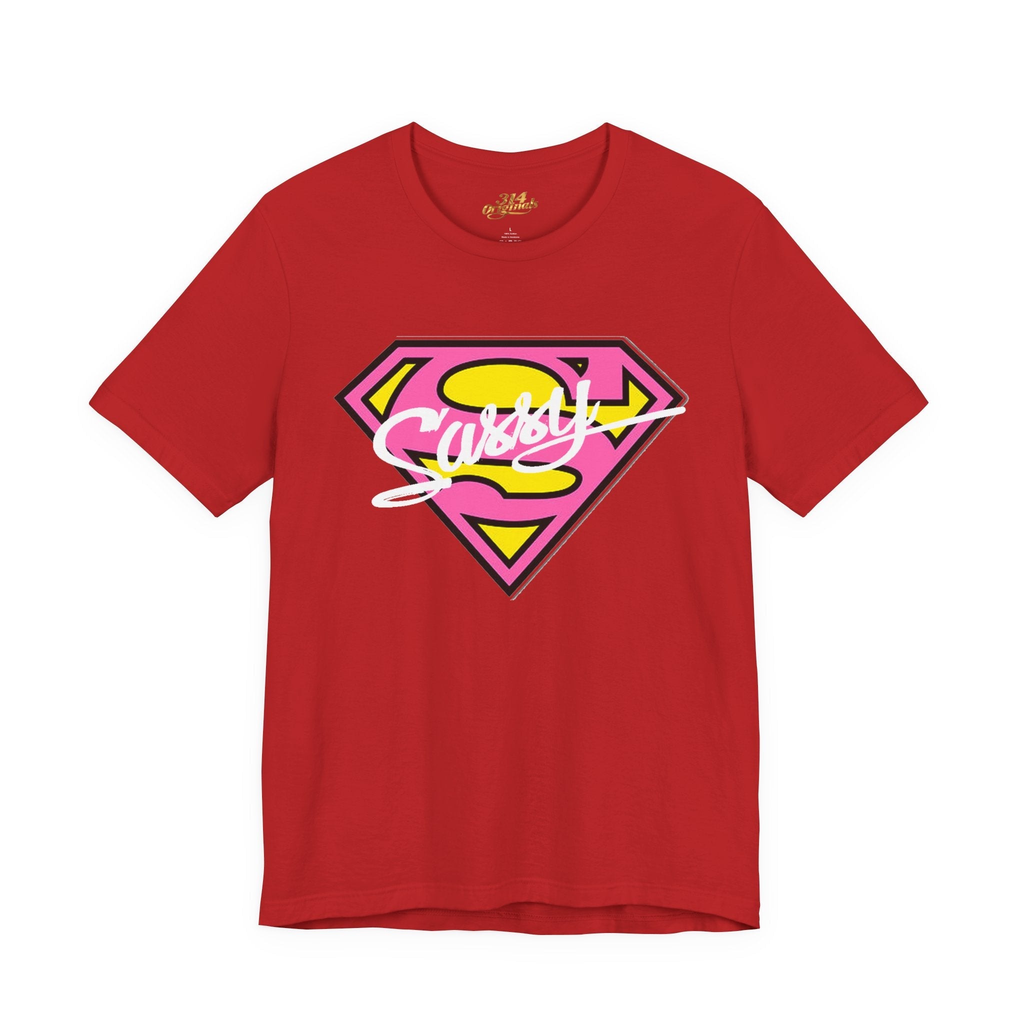 Super Sassy Tee — Pink & Yellow S Badge Graphic T-Shirt Printify T-Shirt  314 Originals