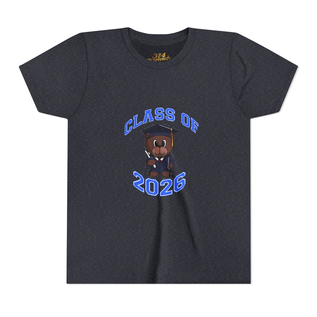 Class of 2026 Kids Graduation T‑Shirt — Cute Graduate Bear Youth Tee