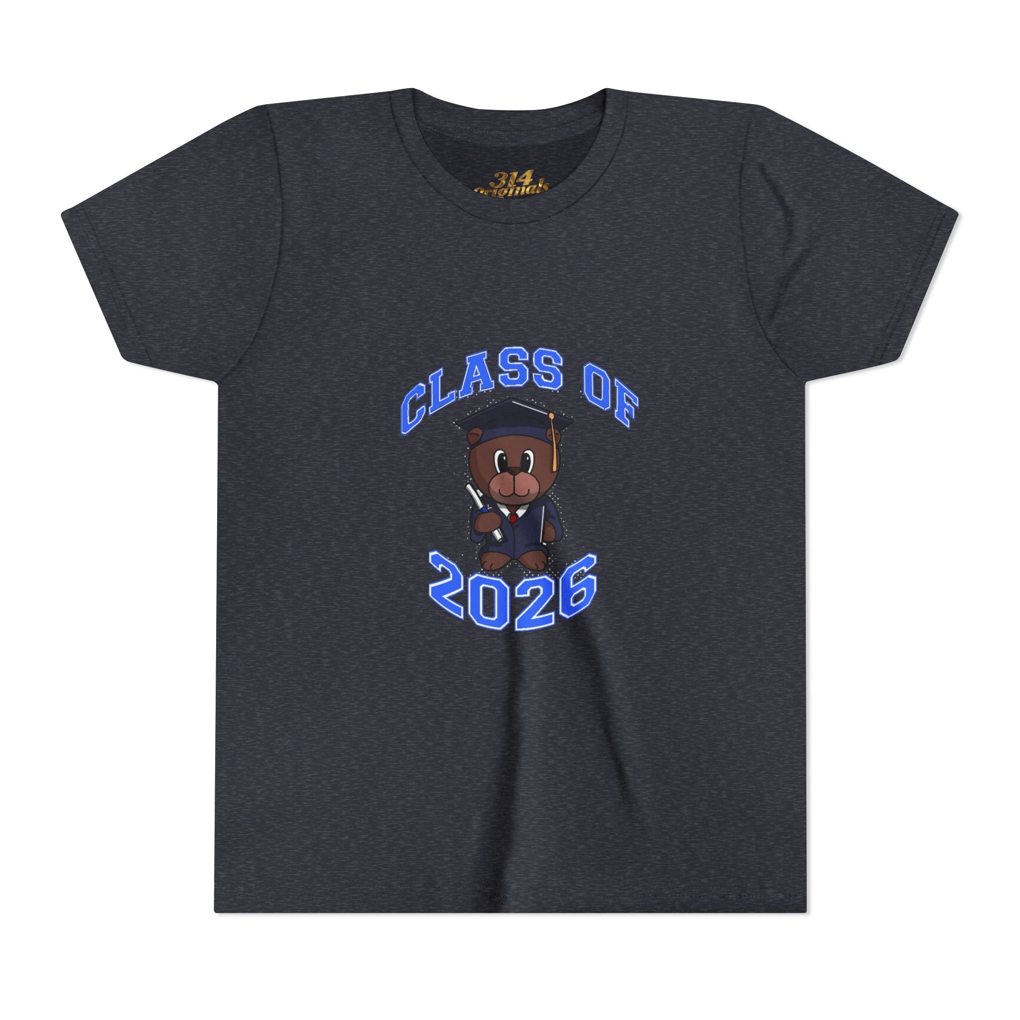 Class of 2026 Kids Graduation T‑Shirt — Cute Graduate Bear Youth Tee