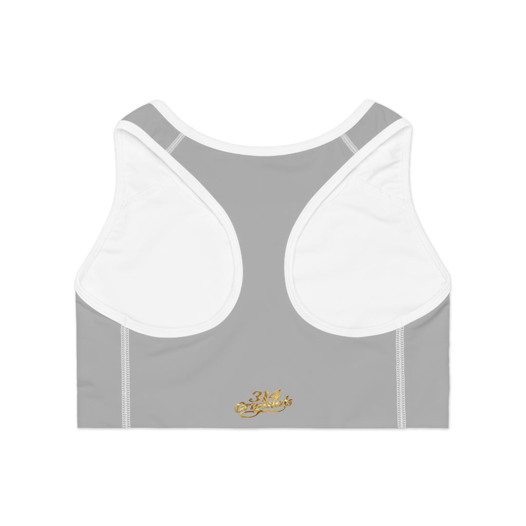 Grey Sports Bra — "Originals" Pink Script Athletic Crop Top - 314 Originals