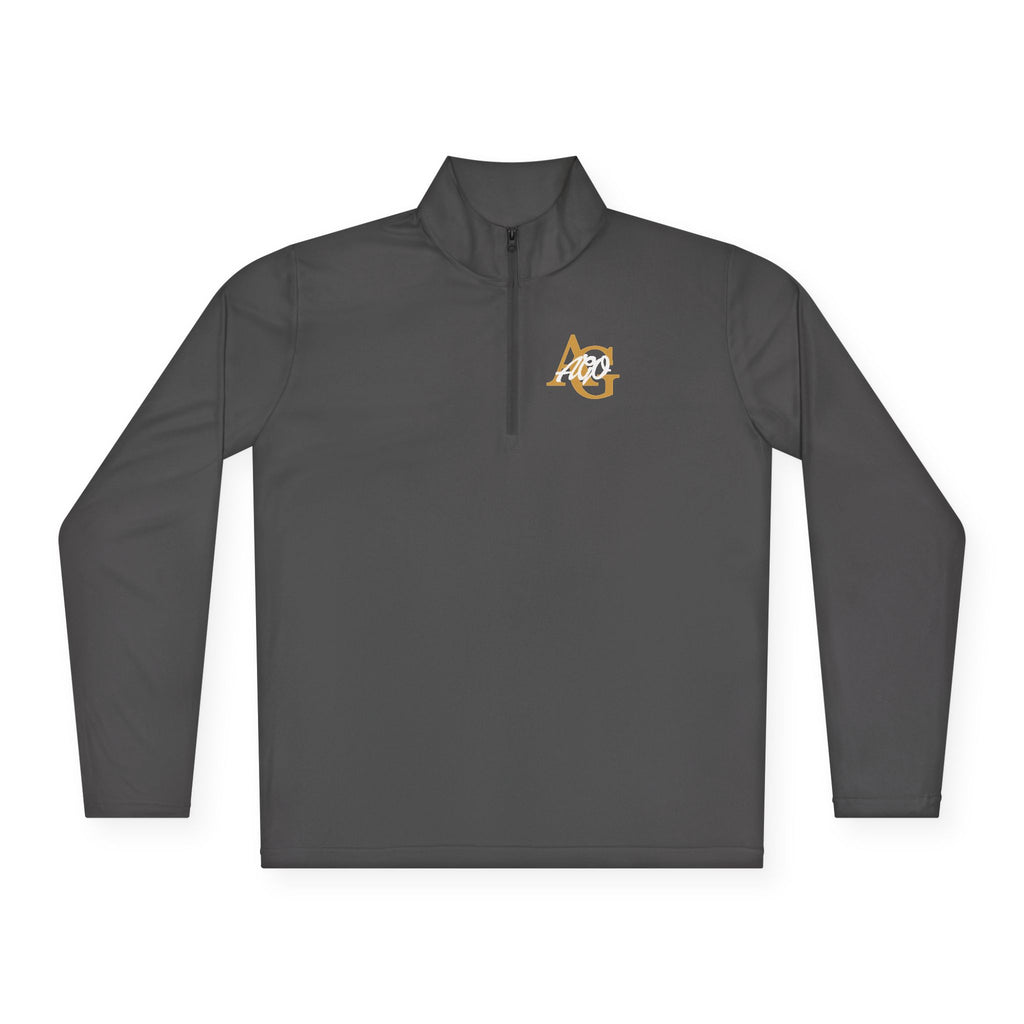 AGO Quarter-Zip Pullover — Small Gold & Black Chest Embroidery, Lightweight Casual Pullover - 314 Originals
