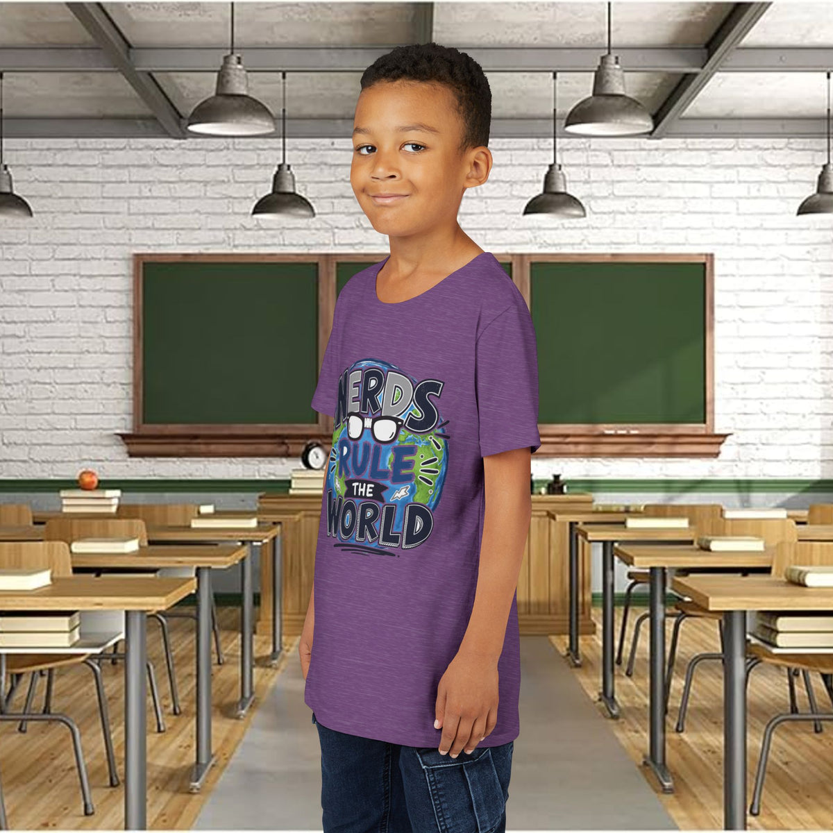 "Nerds Rule the World" Graphic Youth Girls Tee Shirt