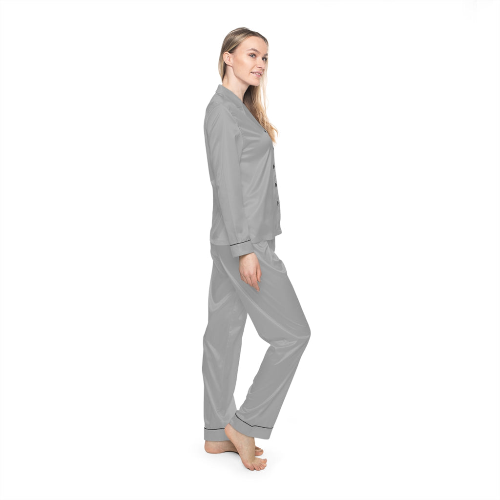 Women's Light Grey Satin Pajama Set — Luxurious Sleepwear Printify All Over Prints  314 Originals