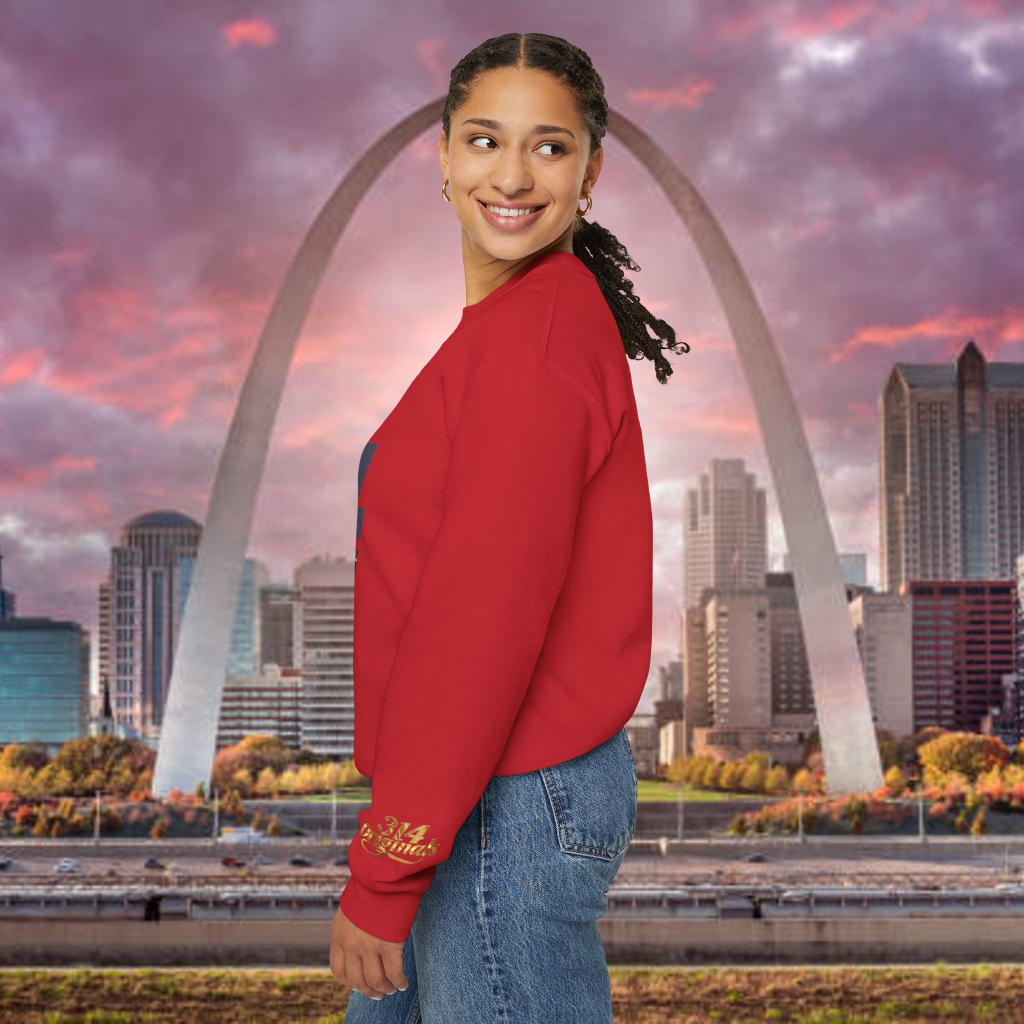 314 City Crewneck Sweatshirt — St. Louis Skyline Graphic - 314 Originals