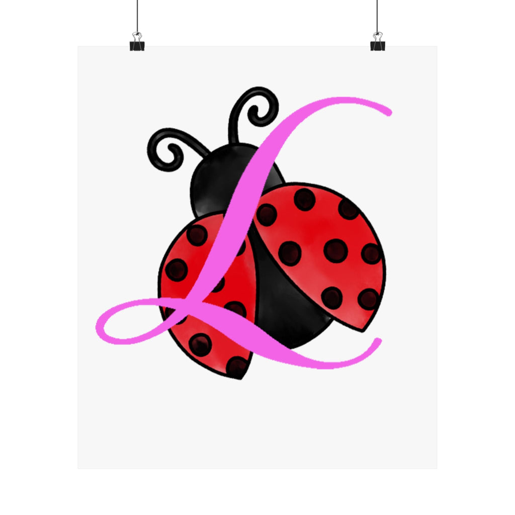 Ladybug Initial “L” Matte Poster — Cute Nursery Wall Art for Girls Printify Poster  314 Originals