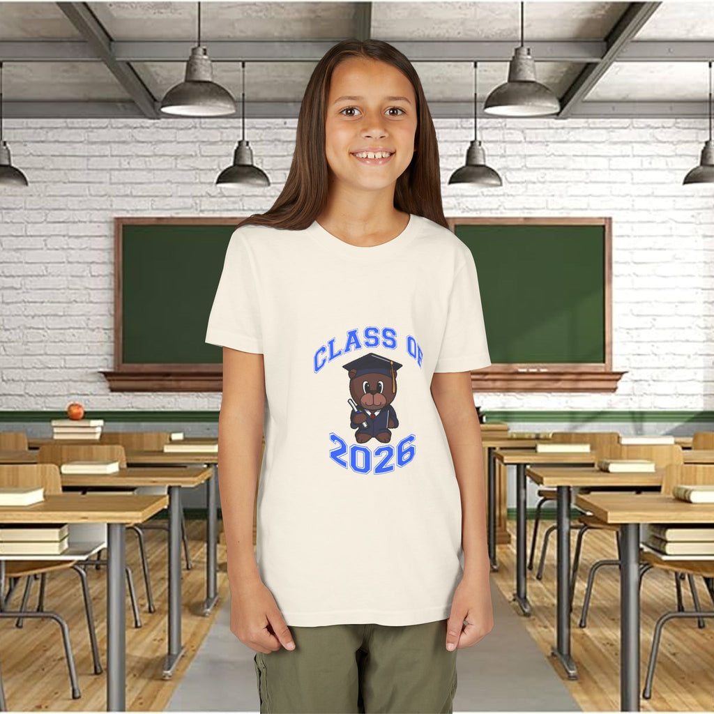Class of 2026 Kids Graduation T‑Shirt — Cute Graduate Bear Youth Tee