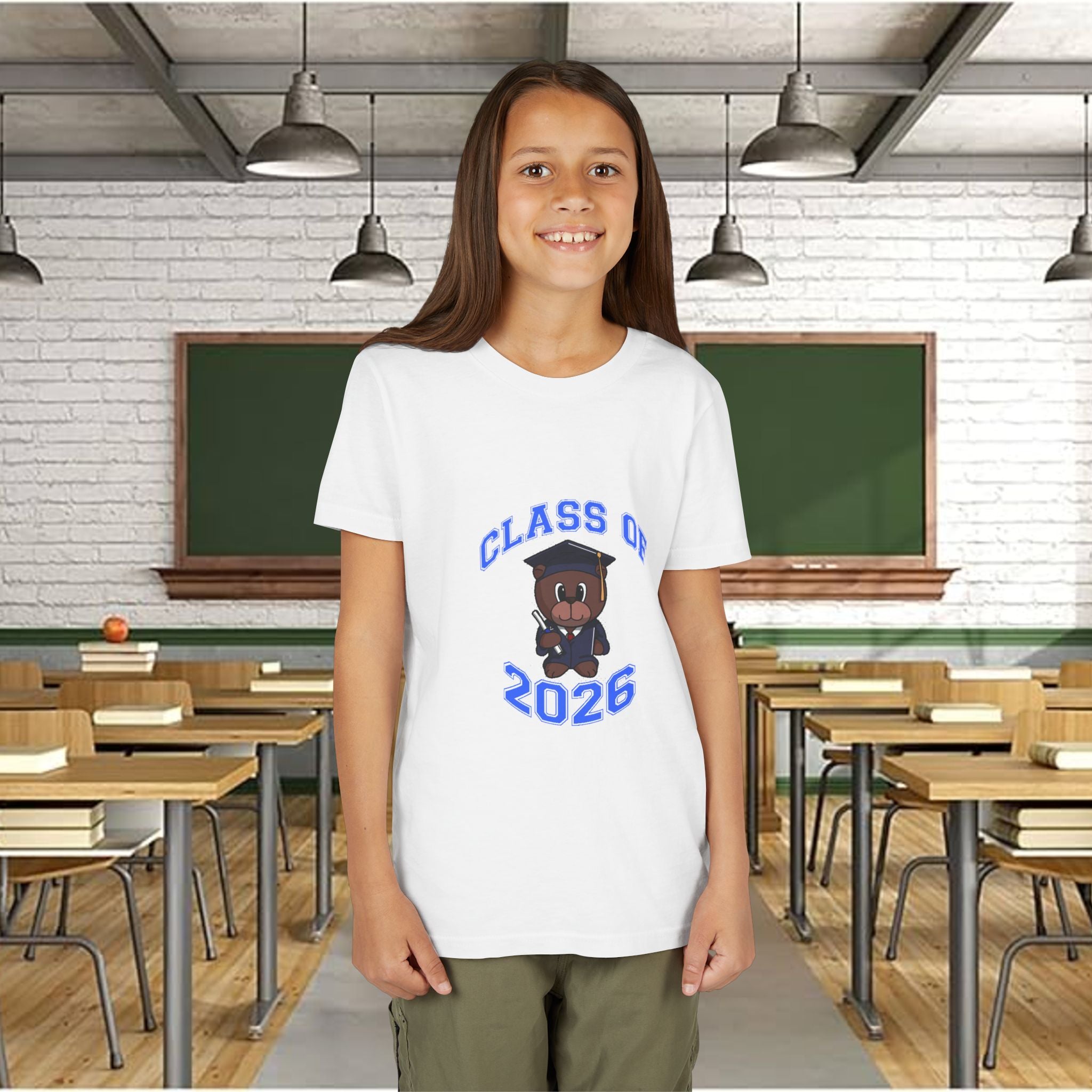 Class of 2026 Kids Graduation T‑Shirt — Cute Graduate Bear Youth Tee