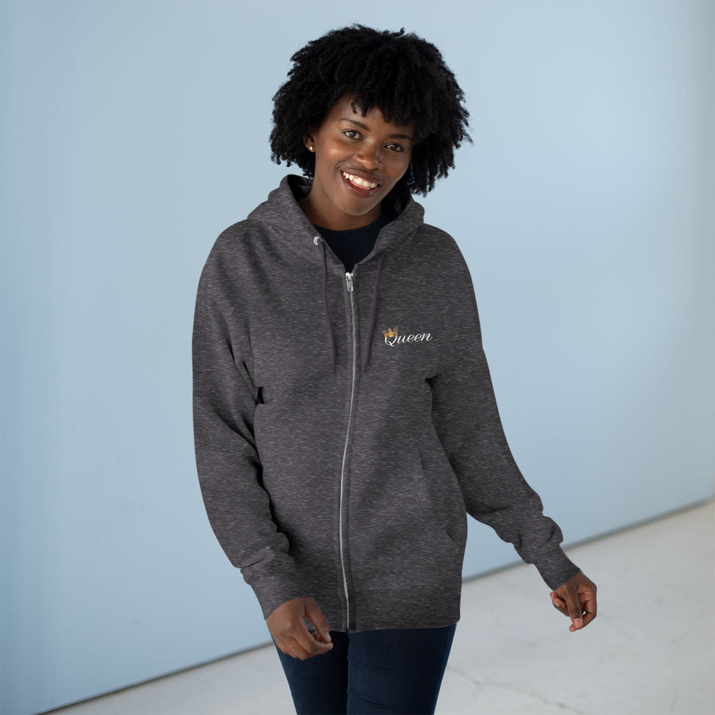 'Queen' Chest Logo Zip Hoodie — Women's Urban Streetwear Printify Hoodie  314 Originals
