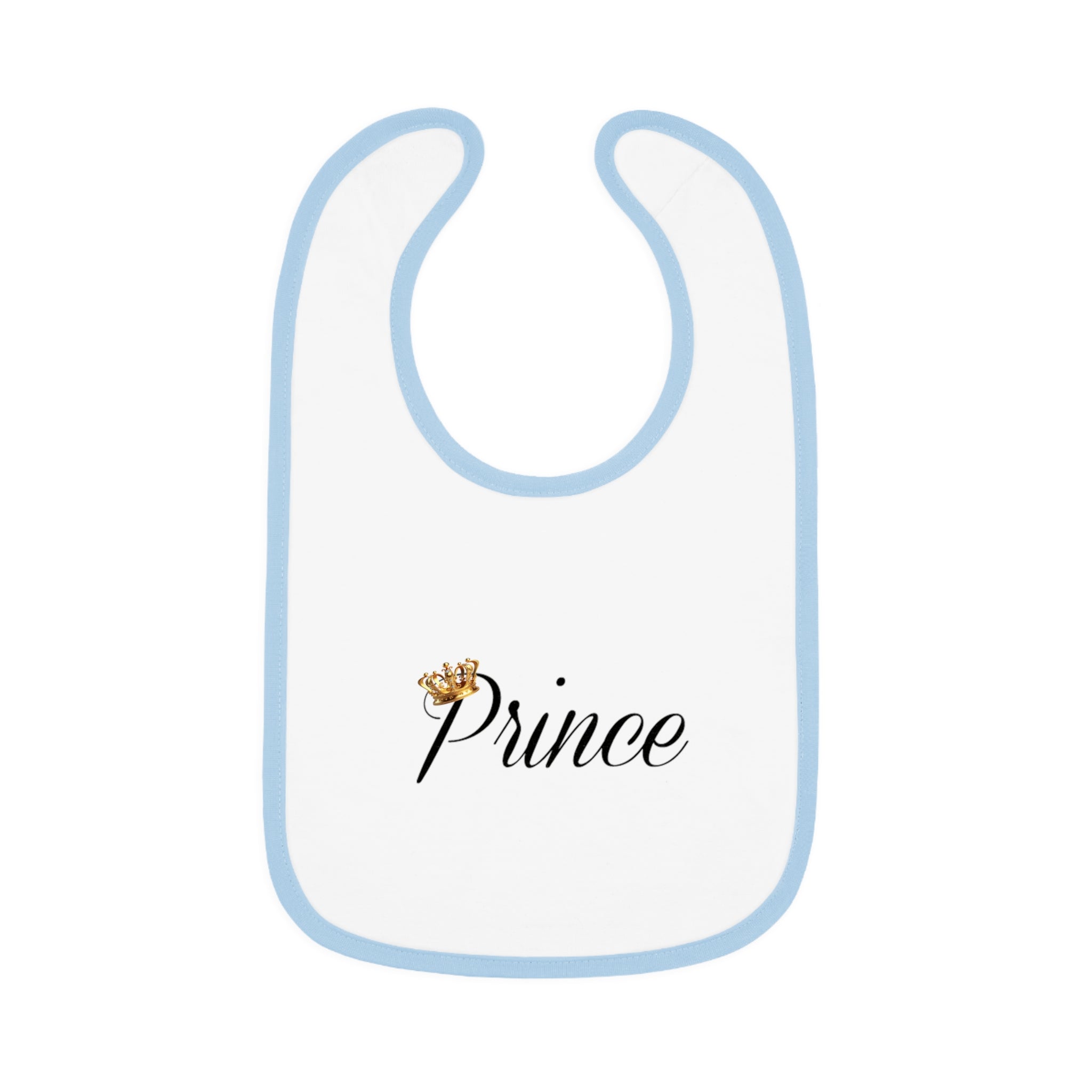 Prince Baby Bib — White Contrast Trim Jersey Bib with Crown Script - 314 Originals
