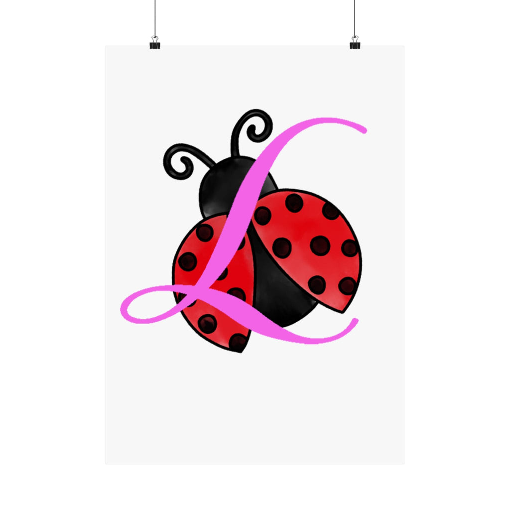 Ladybug Initial “L” Matte Poster — Cute Nursery Wall Art for Girls Printify Poster  314 Originals