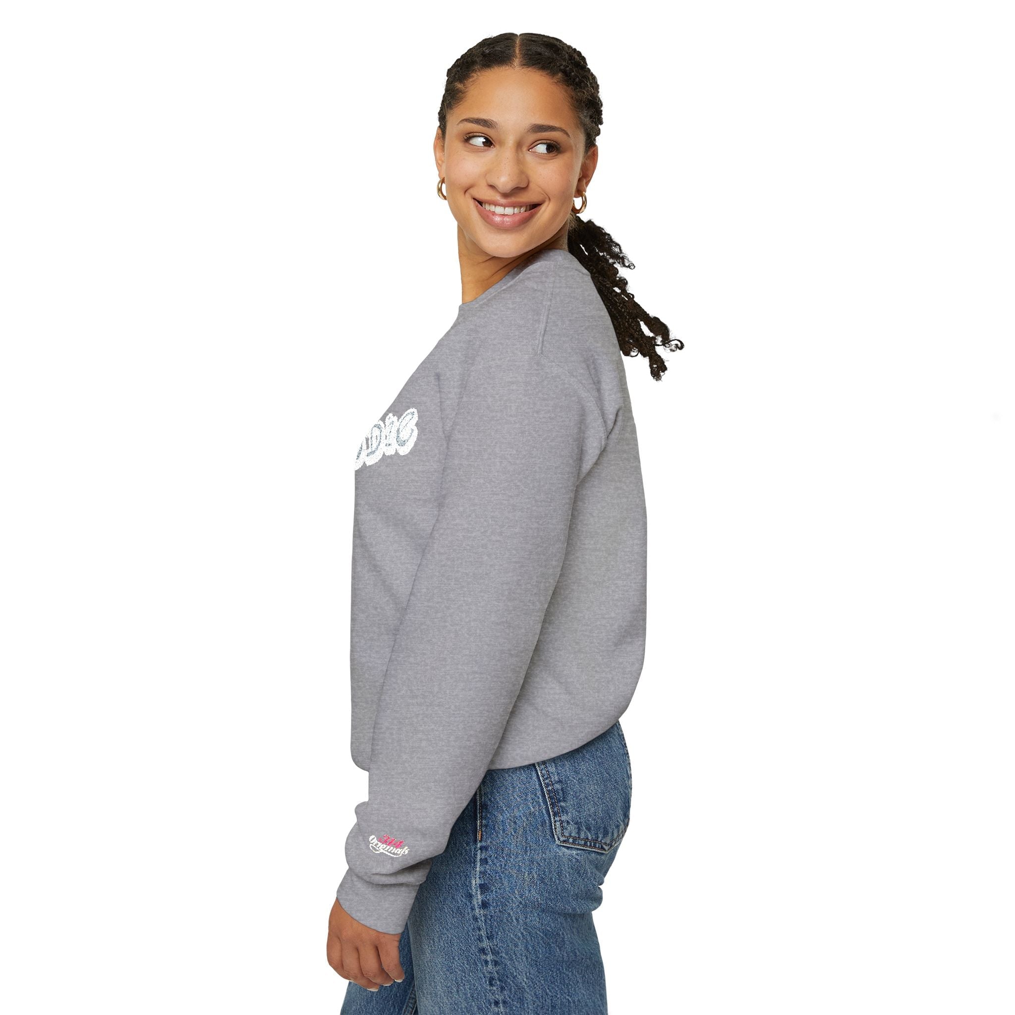Cloud Script Crewneck Sweatshirt — White Script Logo Cozy Pullover Printify Sweatshirt  314 Originals
