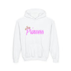 Princess Hoodie — Pink Script with Floral Tiara, Cute Kids Pullover - 314 Originals