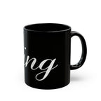 King Crown Black Coffee Mug – Elegant Script Royalty Gift (11oz & 15oz) - 314 Originals