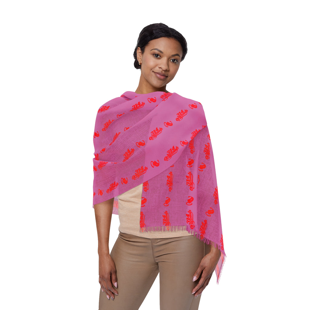Pink Red Patterned Light Scarf — Lightweight Fringe Fashion Scarf - 314 Originals