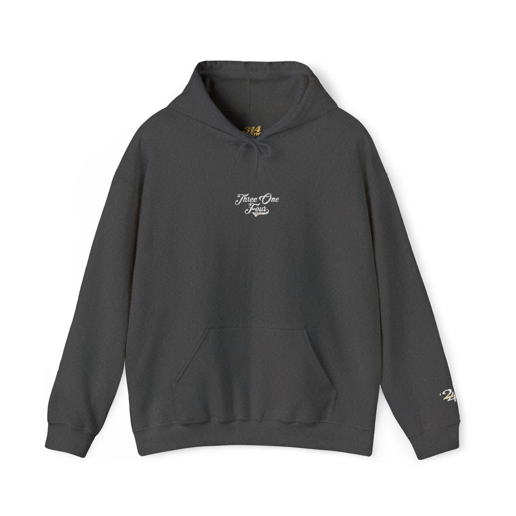 314 Originals Curvy Script Hoodie — Small Chest & Sleeve Script Design - 314 Originals