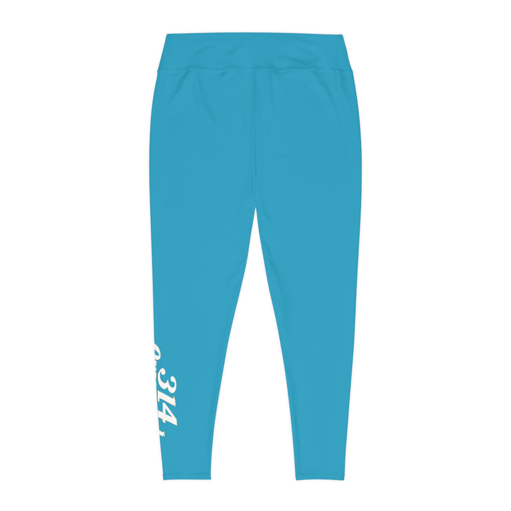 Turquoise Plus Size Leggings — Subtle Side Script Graphic, Comfortable Everyday Activewear - 314 Originals