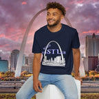 St. Louis Arch Skyline Tee — Born Hustler Front, 314 Originals Back - 314 Originals