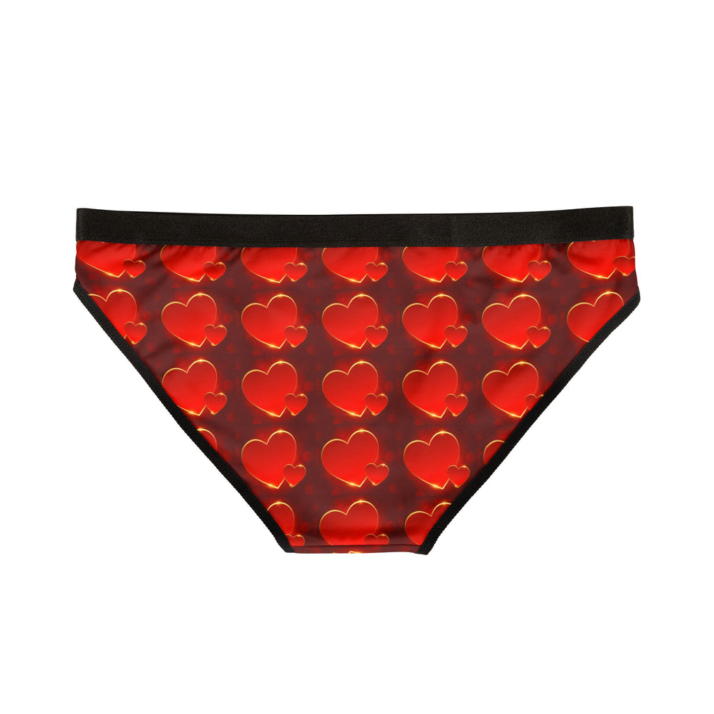 Heart Pattern Bikini Briefs — Red Romantic Women's Underwear for Valentine's Day
