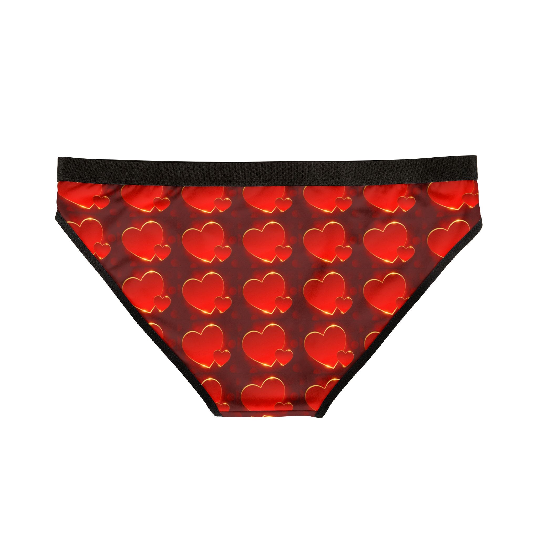 Heart Pattern Bikini Briefs — Red Romantic Women's Underwear for Valentine's Day