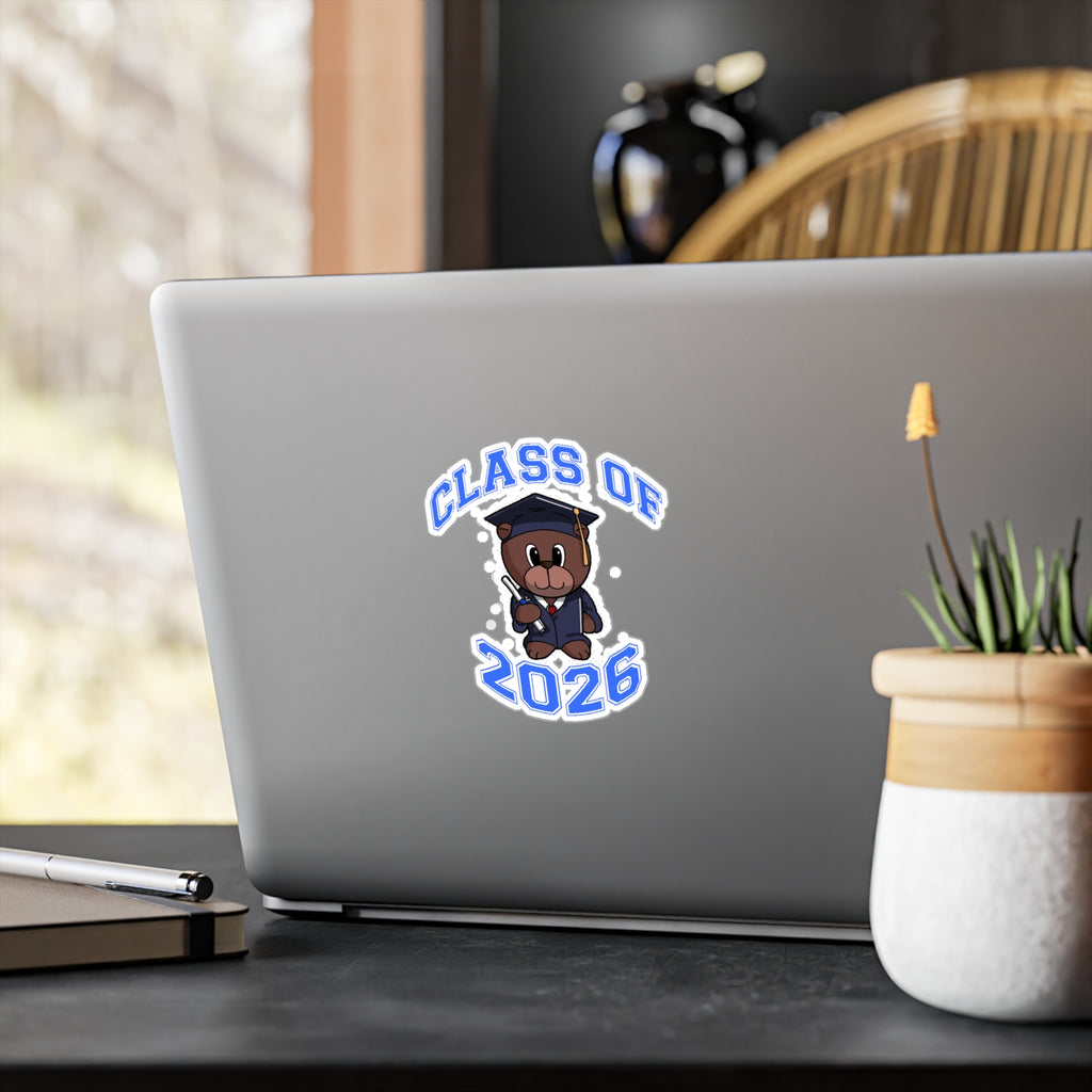 Class of 2026 Graduation Bear Sticker — Kiss-Cut Vinyl Decal for Cars, Laptops & Gifts