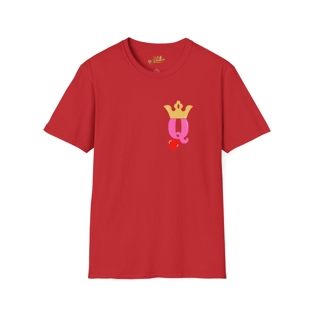 Queen Q Crown T‑Shirt — Pink & Gold Heart Logo Tee