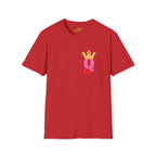 Queen Q Crown T‑Shirt — Pink & Gold Heart Logo Tee