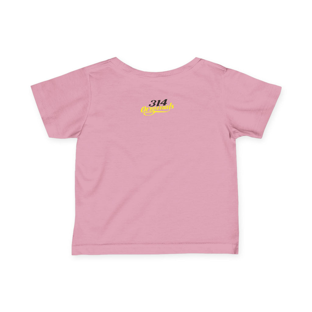"Caution: Cuteness Overload" —  Baby T‑Shirt (Yellow Warning Sign) - 314 Originals