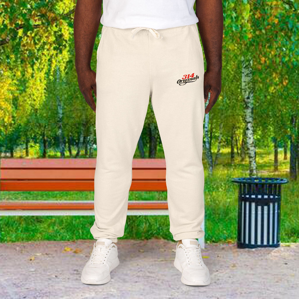 Fleece Sweatpants with Retro Script Chest Logo Printify Trousers  314 Originals