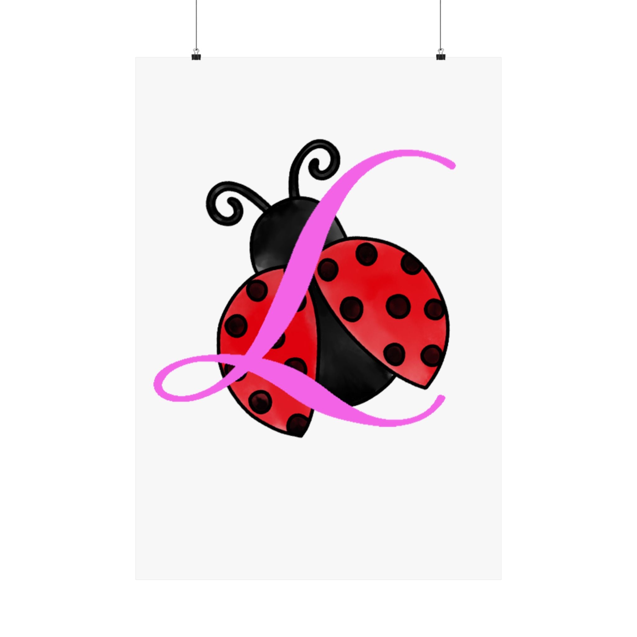 Ladybug Initial “L” Matte Poster — Cute Nursery Wall Art for Girls Printify Poster  314 Originals