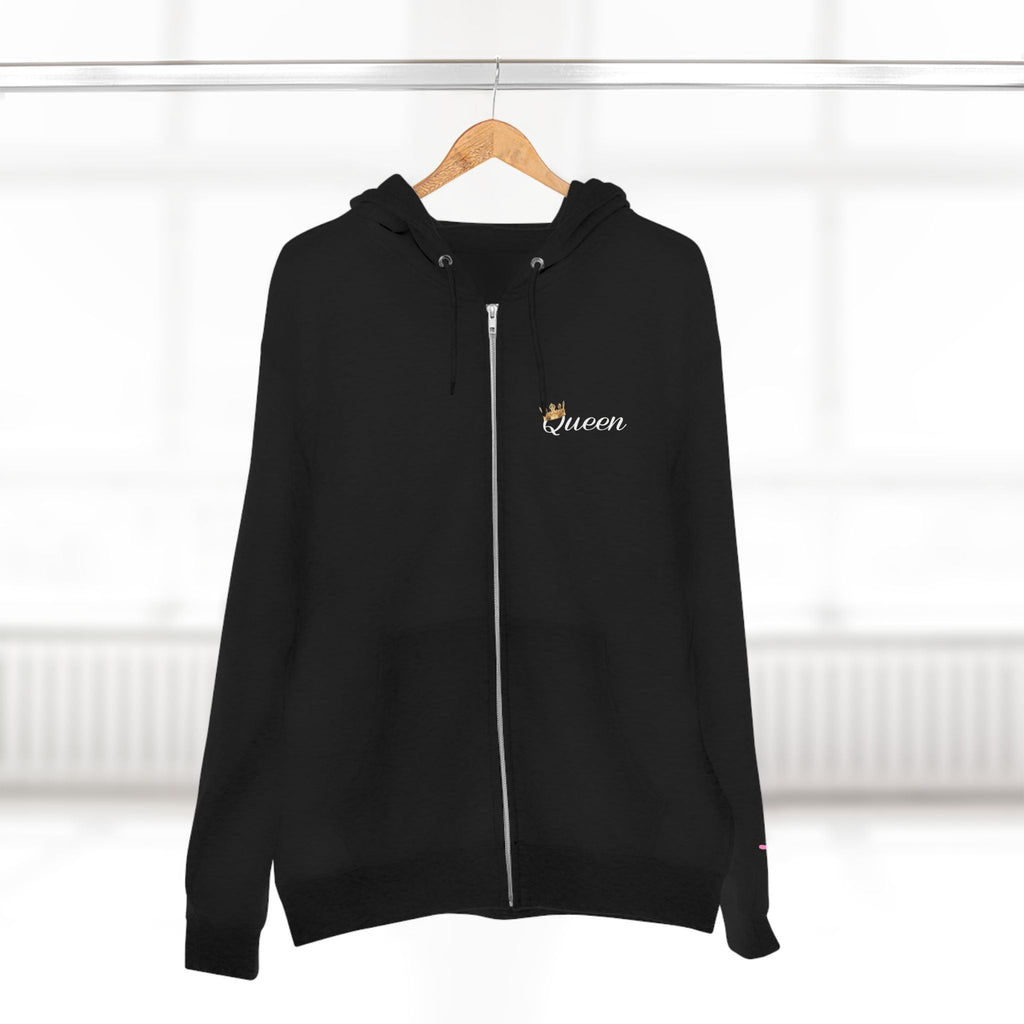 'Queen' Chest Logo Zip Hoodie — Women's Urban Streetwear Printify Hoodie  314 Originals