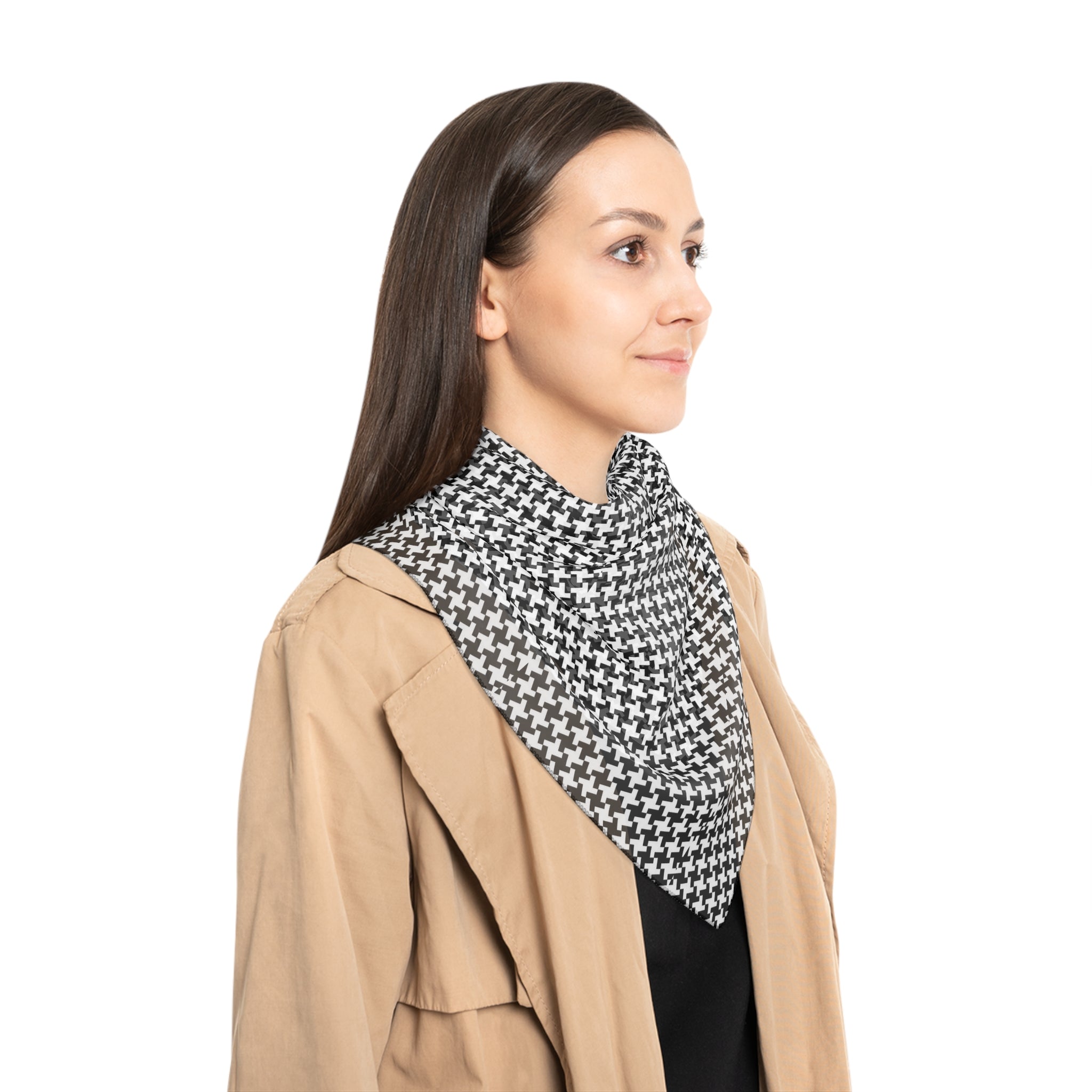 Houndstooth Poly Scarf — Lightweight Black & White Patterned Fashion Scarf - 314 Originals