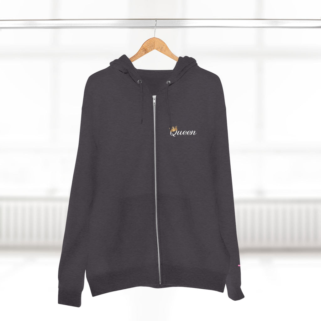 'Queen' Chest Logo Zip Hoodie — Women's Urban Streetwear Printify Hoodie  314 Originals
