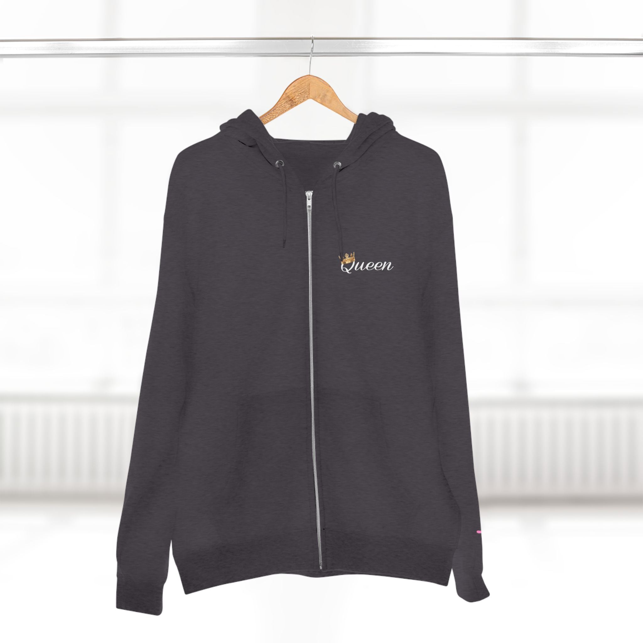 'Queen' Chest Logo Zip Hoodie — Women's Urban Streetwear Printify Hoodie  314 Originals