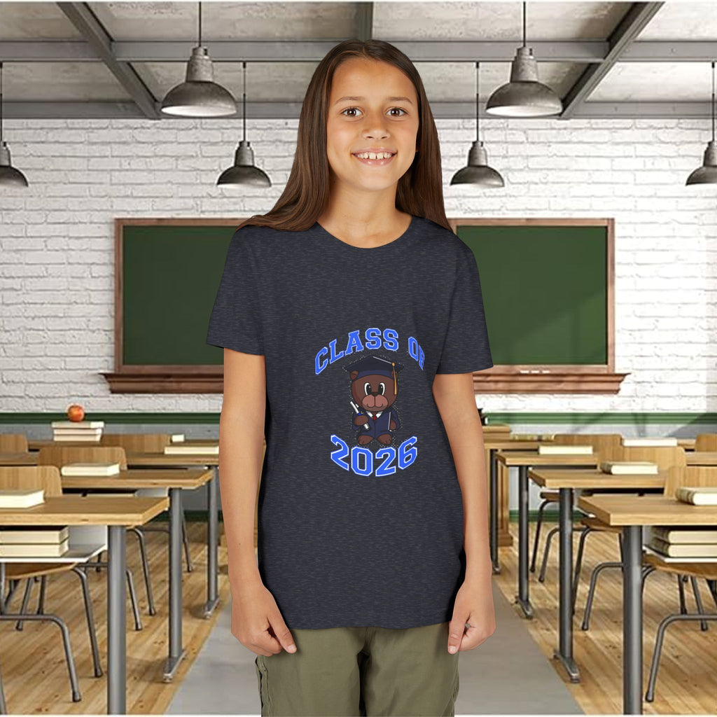 Class of 2026 Kids Graduation T‑Shirt — Cute Graduate Bear Youth Tee