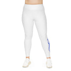 Plus Size Leggings — White High-Waist Leggings with Blue Script '314 Originals' Side Print - 314 Originals