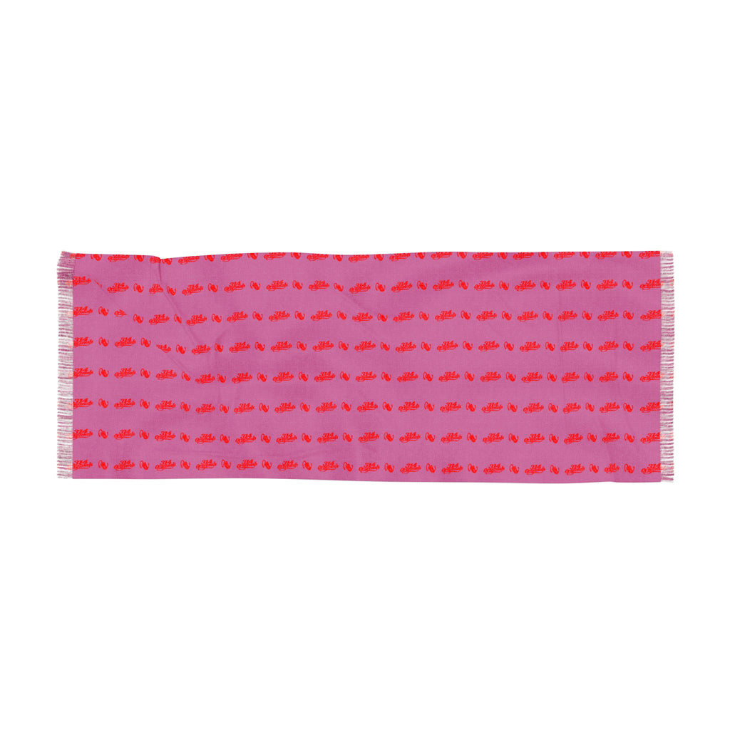 Pink Red Patterned Light Scarf — Lightweight Fringe Fashion Scarf - 314 Originals