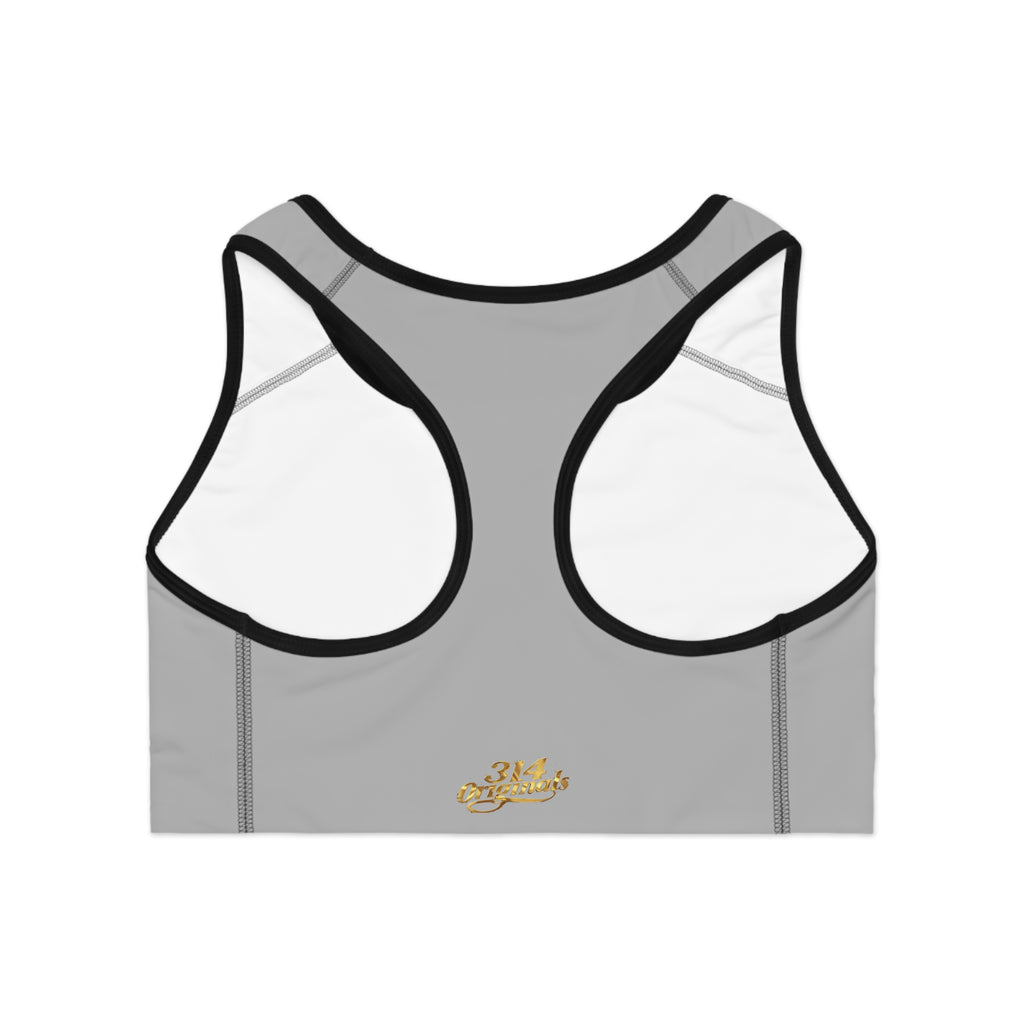 Grey Sports Bra — "Originals" Pink Script Athletic Crop Top - 314 Originals