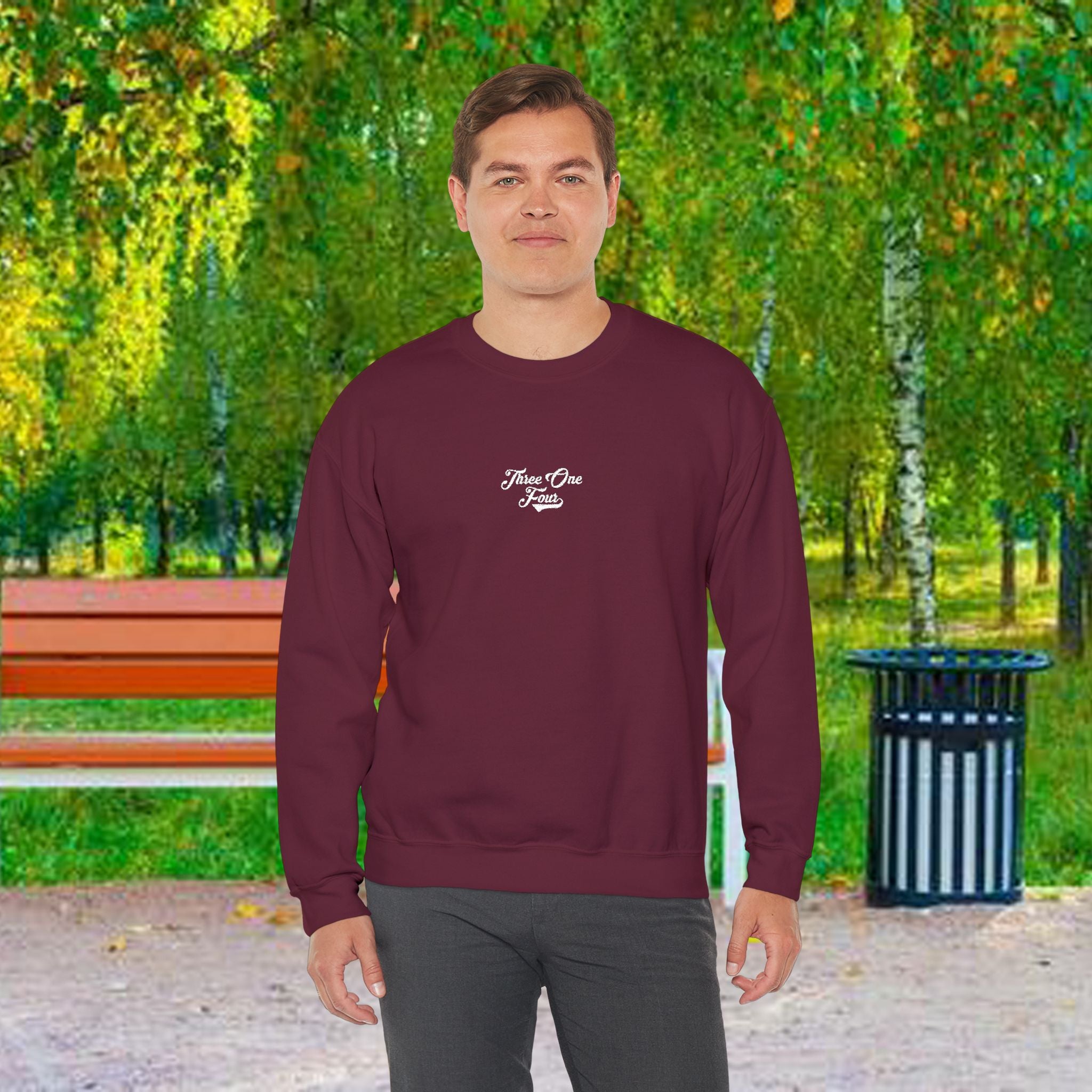 Three One Four Crewneck Sweatshirt — Minimal Script Chest Logo - 314 Originals