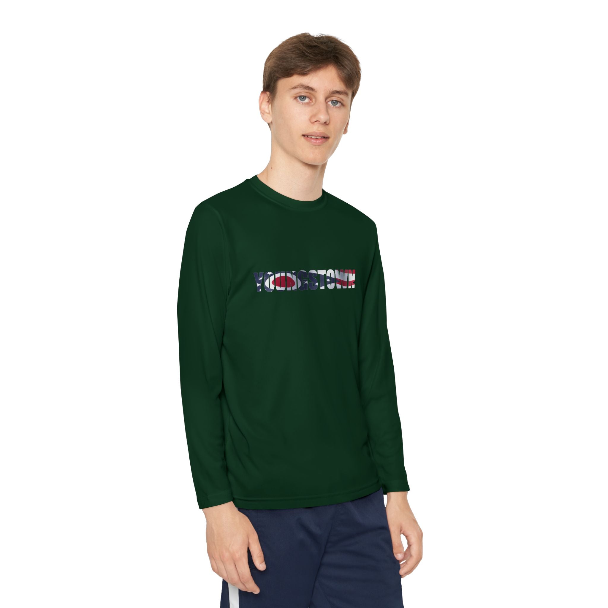 Ohio Flag Youth Long Sleeve Tee — Youngstown Text Graphic - 314 Originals