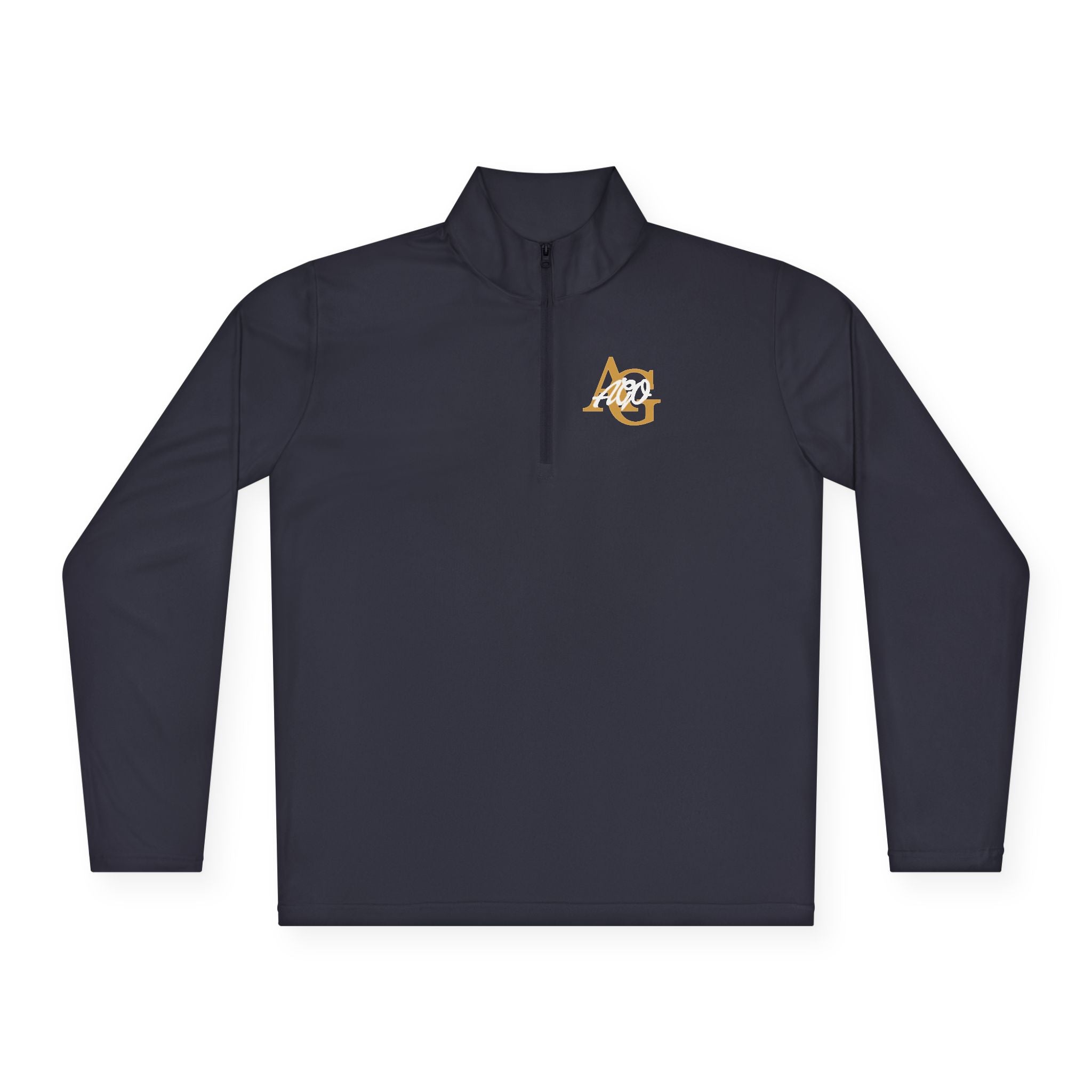 AGO Quarter-Zip Pullover — Small Gold & Black Chest Embroidery, Lightweight Casual Pullover - 314 Originals